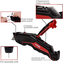 Load image into Gallery viewer, KATA 2-Pack Utility Knives, Heavy Duty Retractable and Folding Box Cutter for Cartons, Cardboard and Boxes with Blade Storage Design, Extra 6 Blades Included,box cutters retractable