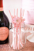 Load image into Gallery viewer, ALINK Biodegradable Paper Straws, 100 Pink Straws / Gold Straws for Party Supplies, Birthday, Wedding, Bridal / Baby Shower Decorations and Holiday Celebrations