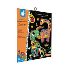 Load image into Gallery viewer, Janod Crafts – No Glue No Mess Scratch Art Dinosaur Cutouts – Creative, Imaginative, Inventive, and Developmental Play -- STEAM Approach to Learning – Ages 5-8+