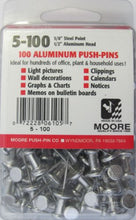 Load image into Gallery viewer, Moore Push-Pin 5-100 Aluminum Push Pins, 100 per Box