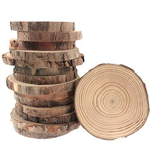 Load image into Gallery viewer, Akusety 15Pcs 3.5-4-Inch Unfinished Natural Thick Wood Slices Circles with Tree Bark Log Discs for DIY Craft Christmas Rustic Wedding Ornaments