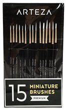 Load image into Gallery viewer, Arteza Detail Paint Brushes, Set of 15, Fine Detail Brush Set for Miniature Models and Canvases, Synthetic Bristles, Small Paint Brushes for Details, Fine Lines, and Shading