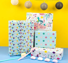 Load image into Gallery viewer, WRAPAHOLIC Birthday Wrapping Paper Roll - Unicorns and Celebration Banners Set for Party, Celebrating, Baby Shower Present Packing - 4 Rolls - 30 inch X 120 inch Per Roll