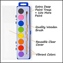 Load image into Gallery viewer, 36 Pack - Ashby for Kids - Watercolor Paint Set and Quality Wooden Brush - Extra Deep Paint Trays = 10X More Paint - 8 Vibrant Watercolors on Each Tray