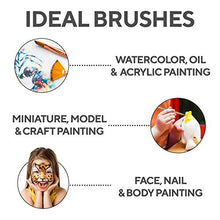 Load image into Gallery viewer, BENICCI Paint Brush Set of 16 – 15 Different Shapes + 1 Flat Brush – with Pallete Knife and Sponge – Nylon Hair and Ergonomic Non Slip Matte Silver Handles - with Standable Organizing Case