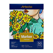 Load image into Gallery viewer, Artecho Marker Pad, Artist Paper Pad, Semi-Translucent for Pen, Pencil and Marker, Fold Over, 18 Pound, 9 x 12 Inch, White, 50 Sheets