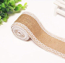 Load image into Gallery viewer, Jute Burlap Rolls Ribbon with White Lace Idea for Burlap Bows Burlap Wreaths Crafts and Rustic Decor