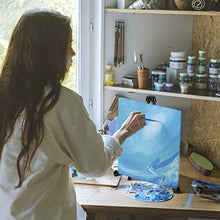 Load image into Gallery viewer, PUJIANG Tabletop Display Easel, Folding Instant Poster Easel, 14" High Black Steel Metal Art Easel for Display Show, Paintings, Posters (Black, 1Pack)