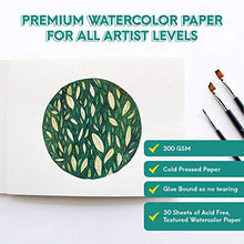 Load image into Gallery viewer, Watercolor Pad – 30 Sheets, 8.5 x 11 Inches, 300gsm - Premium, Cold Pressed Watercolor Paper Perfect for Blending and Layering - for Professionals and Students – MozArt Supplies