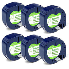 Load image into Gallery viewer, Labelife Compatible Label Tape Replacement for Dymo Letratag Labeling Refills 91330 10697 (S0721510) Black on White Self-Adhesive Paper Tape for LetraTag LT-100T LT-100H QX50, 1/2 Inch x 13 ft, 6 Pack