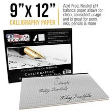 Load image into Gallery viewer, U.S. Art Supply (Pack of 2 Pads) - 9" x 12" Premium Calligraphic Practice Paper Pad, 19 Pound Bond (70gsm), Pad of 50-Sheets, Calligraphy Paper with Printed Practice Rule and Slanted Grid