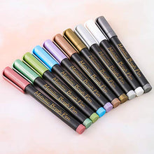 Load image into Gallery viewer, Dyvicl Metallic Brush Marker Pens - Metallic Pens Art Markers for Calligraphy, Brush Lettering, Black Paper, Rock Painting, Card Making, Scrapbooking, Fabric, Metal, Ceramics, Wine Glass, Set of 10