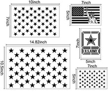 Load image into Gallery viewer, 14 pcs American Flag Stencil Templates & Star Stencil & Navy Stencil for Painting on Wood Crafts Fabric/Airbrush/Reusable Stencil/DIY Drawing Painting Craft Projects/Glass and Wall Planner