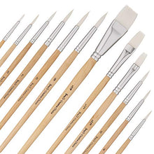 Load image into Gallery viewer, Jerry Q Art 12 PC White Synthetic Hair Round and Flat Paint Brush Set with Short Wood Handle for Acrylic, Watercolor and All Media JQ17931
