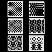 Load image into Gallery viewer, 6 Set Sacred Geometric Honeycomb Stencils, 7Inch Sashiko Stencil Art Painting Templates for Scrapbooking Drawing Tracing DIY Furniture Wall Floor Décor