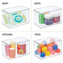Load image into Gallery viewer, mDesign Kids Plastic Stackable Toy Storage Organizer Box Container with Hinged Lid for Storing Action Figures, Crayons, Building Blocks, Puzzles, Wood Construction Sets, Cars, 2 Pack - Clear