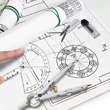 Load image into Gallery viewer, Protractor and Compass Set for Geometry Metal Drawing Compass Math Geometry Set for Students,Compass for Kids,Professional Drafting Tools Protractor Compass Geometry…