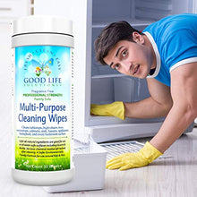 Load image into Gallery viewer, All Natural Surface Cleaning Wipes - 100% Made In the USA, Kitchen, Bathroom, Nursery, Auto, Office, RV, Boat - Earth Friendly, Plant-Based Ingredients, Durable All Cotton, Fabric, Compostable, Biodegradable. 1- 30 COUNT CANISTER