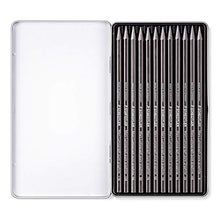 Load image into Gallery viewer, Staedtler Mars Lumograph Woodless Graphite Pencils, Water Soluble Graphite Sticks Plus Watercolor Brush, Set Of 12, 100G M12