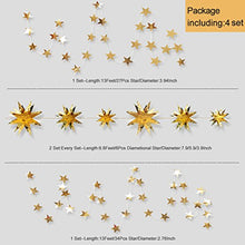 Load image into Gallery viewer, pinkblume Gold Party Decorations Kit Star Paper Garland 3D Stars Party Decor Metallic Hanging Bunting Banner for Birthday Wedding Baby Shower Nursery Holiday Christmas Decorations Clearance(4Pack)