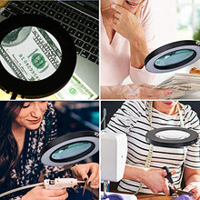 Load image into Gallery viewer, Magnifying Lamp, BZBRLZ Dimmable Eye-Caring LED Desk Lamp, 5X Magnification, Infinite Brightness Adjustable, 3 Color Modes, Perfect for Reading, Working or Crafting