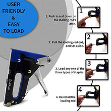 Load image into Gallery viewer, Heavy Duty Staple Gun with 600 Staples 3 in 1 - A Great Stapler Gun for Wood Crafts Upholstery Fabric & Carpet -Fixing Decorations On The Wall & Stapling Wire to The Fence