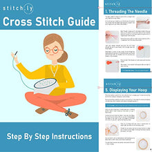 Load image into Gallery viewer, Stitch.ly Cross Stitch Kits Beginner. 5 Cross Stitch Patterns. Anxiety Relief. Designed in Ireland. 3 Embroidery Hoops. Instruction Guide Included