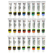 Load image into Gallery viewer, US Art Supply 62-Piece Wood Box Easel Painting Set- Box Easel, Acrylic & Oil Paint Colors, Artist Pastels, Painting Brushes, Wood Palette, Palette Knife, Pencil, Oil Pastels, Canvas Panels, Sketch Pad