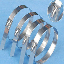 Load image into Gallery viewer, Amgate 100pcs 5.9 Inches Stainless Steel Cable Zip Ties Exhaust Wrap Coated Locking