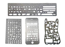 Load image into Gallery viewer, Bullet Journal Stencil Set,Ruler Drawing Painting Hollow Template Icon Tools DIY Kit for Scrapbook Album Card Planner Journal Making(Stainless Steel,4pcs with Different Icons)