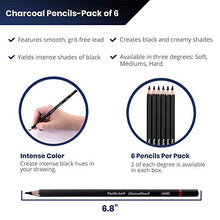Load image into Gallery viewer, Pacific Arc Premium Charcoal Drawing Pencils for Artists - 6 Pieces Soft Medium and Hard - Charcoal Pencils for Drawing, Sketching and Shading - Great Non Toxic Art Supplies Set for Adults and Kids