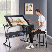Load image into Gallery viewer, YAHEETECH Adjustable Drafting Table Drawing/Draft/Art/Craft Table/Desk with Stool and Storage Drawers Art Studio Design Work Station