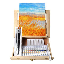 Load image into Gallery viewer, Tavolozza 19pcs Painting Table Easel Set, Wooden Mixed Media Art Set Easel Kit Includes Tabletop Easel, Acrylic Paints, Brushes, Canvas Panel, Art Supplies Gift for Beginners, Kids, Adults
