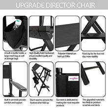 Load image into Gallery viewer, mefeir 31" Height Tall Director Chair Folding Artist Makeup with Replacement Cover, Storage Side Bags, Portable Footrest, Support 250 lbs,Solid Hardwood & Polyester Black