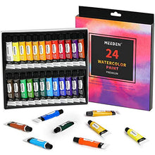 Load image into Gallery viewer, MEEDEN Watercolor Paint, Set of 24 Vibrant Colors in Tubes(24 x 12ml), Rich Pigments, Vibrant, Non Toxic for Students, Beginners, Hobby Painters and More