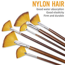 Load image into Gallery viewer, Artist Fan Paint Brushes Set 9pcs - Soft Anti-Shedding Nylon Hair Wood Long Handle Paint Brush Set for Acrylic Watercolor Oil Gouche Painting