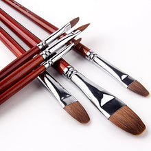 Load image into Gallery viewer, Red Pure Weasel Sable Hair Artist Brushes Filbert Brush Set For Acrylic Oil Gouche and Watercolor Painting Wooden Handle 6Pcs