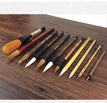 Load image into Gallery viewer, Uigerl Shanlian Hubi Claborate-Style Painting Writing Brush Watercolor Chinese Calligraphy Brush Set Kanji Japanese Sumi Painting Drawing Brushes 11 Piece/Set+Roll-up Bamboo Brush Holder