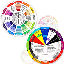 Load image into Gallery viewer, 2 Pieces Color Wheel, Paint Mixing Learning Guide Art Class Teaching Tool Color Wheels for Makeup Blending Board Chart Color Mixed Guide Mix Colours (5.5 Inch/ 14 cm)