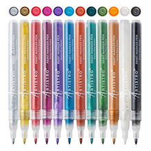 Load image into Gallery viewer, Metallic Paint Pens for Rock Painting, Stone, Pebbles, Ceramic, Glass, Wood, Fabric, Scrapbook Journals, Photo Albums, Card Stocks. Set of 12 Acrylic Paint Markers Extra-Fine Tip 0.7mm