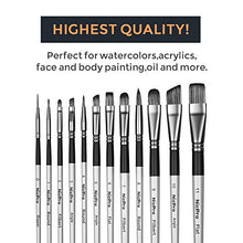 Load image into Gallery viewer, Nicpro 12 PCS Acrylic Paint Brushes Artist Taklon Painting Brush Set for Watercolor Oil Gouache Ceramic Face Body Shoes Craft Model, Kid & Adult Art Paintbrushes