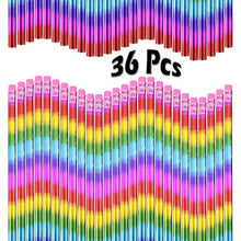 Load image into Gallery viewer, WFPLUS 36 Pieces Rainbow Pencil with Eraser Top - Colorful Neon Pencils For School Office Supplies and Classroom Rewards