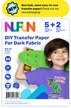 Load image into Gallery viewer, NuFun Activities Inkjet Printable Iron-On Heat Transfer Paper for Dark Fabrics, 8.5x11” To Print For T Shirts and DIY Projects, 5 Sheets