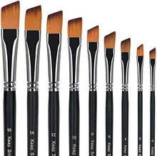 Load image into Gallery viewer, Angular Paint Brush, 9PC Oblique Tip Nylon Hair Angled Paint Brushes Set Art Artist Professional Painting Supplies for Acrylic, Watercolor, Gouache and Oil Painting