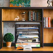Load image into Gallery viewer, Samstar Letter Tray Paper Organizer, Mesh Desk File Organizer with 5 Tier Shelves and Sorter, Black