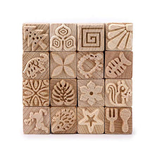 Load image into Gallery viewer, OwnMy Set of 16 Clay Modeling Pattern Stamp Kit Pottery Stamps for Clay, Wooden Clay Pottery Stamps Pottery Tool Wood Block Stamps, Clay Rolling Pin Textured Stamp Press Wooden Pottery Roller Tools