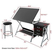 Load image into Gallery viewer, YAHEETECH Adjustable Drafting Table Drawing/Draft Art Desk for Adults Craft Supplies w/Stool and Storage Drawers Art Studio Design Craft Station