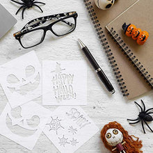 Load image into Gallery viewer, Halloween Plastic Painting Stencils 20 Pcs Reusable Pumpkin Expression Templates for DIY Card, Craft Art Drawing Painting Spraying Window Glass Wood Airbrush Walls Art