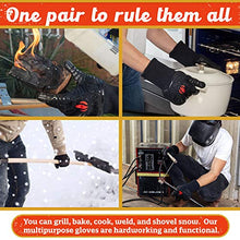 Load image into Gallery viewer, Grill Heat Aid BBQ Gloves Heat Resistant 1,472℉ Extreme. Dexterity in Kitchen to Handle Cooking Hot Food in Oven, Cast Iron, Pizza, Baking, Barbecue, Smoker & Camping. Fireproof Use for Men & Women