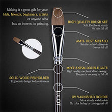 Load image into Gallery viewer, 6 Pieces Flat Paint Brush Artist Sable Brush Set with Wooden Handle for Watercolor, Acrylic and Oil Painting Perfect for Beginners, Artists and Painting Lovers